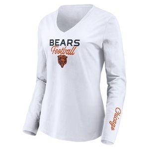Chicago Bears Women's Long Sleeve V-Neck T-Shirt - Officially Licensed Fan Gear